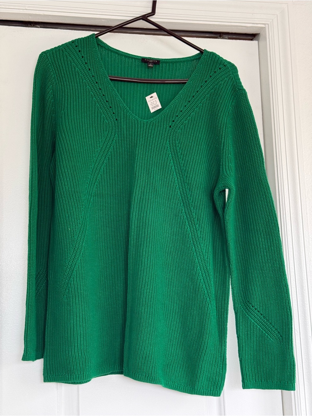 Talbots Emerald Green V-Neck Knit Sweater